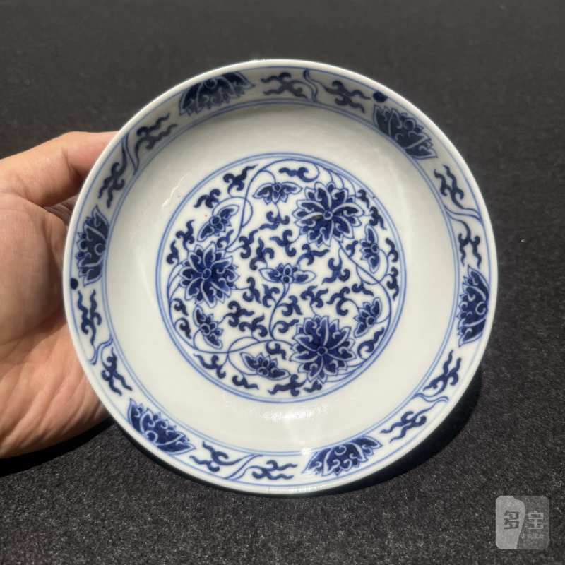 清光绪 青花缠枝花卉纹盘 - 图2